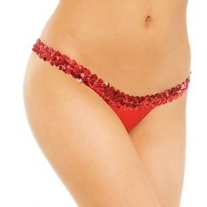 32/SQ—Sequins Trim Micro T-Back Thong Available